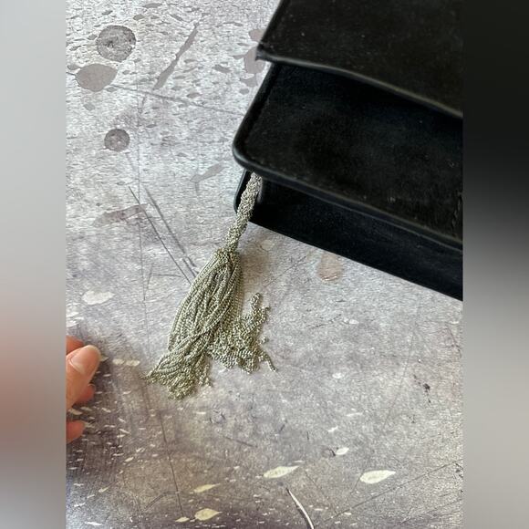 Zara black suede crossbody bag. With chain details, and tassel chain - Picture 2 of 11
